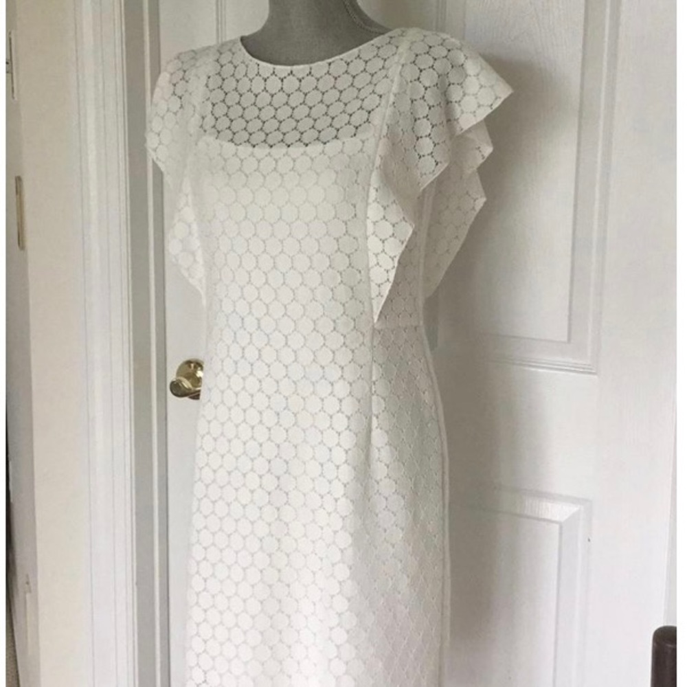Akris Punto White Medallion Eyelet Embroidered Dress $1290 NWOT